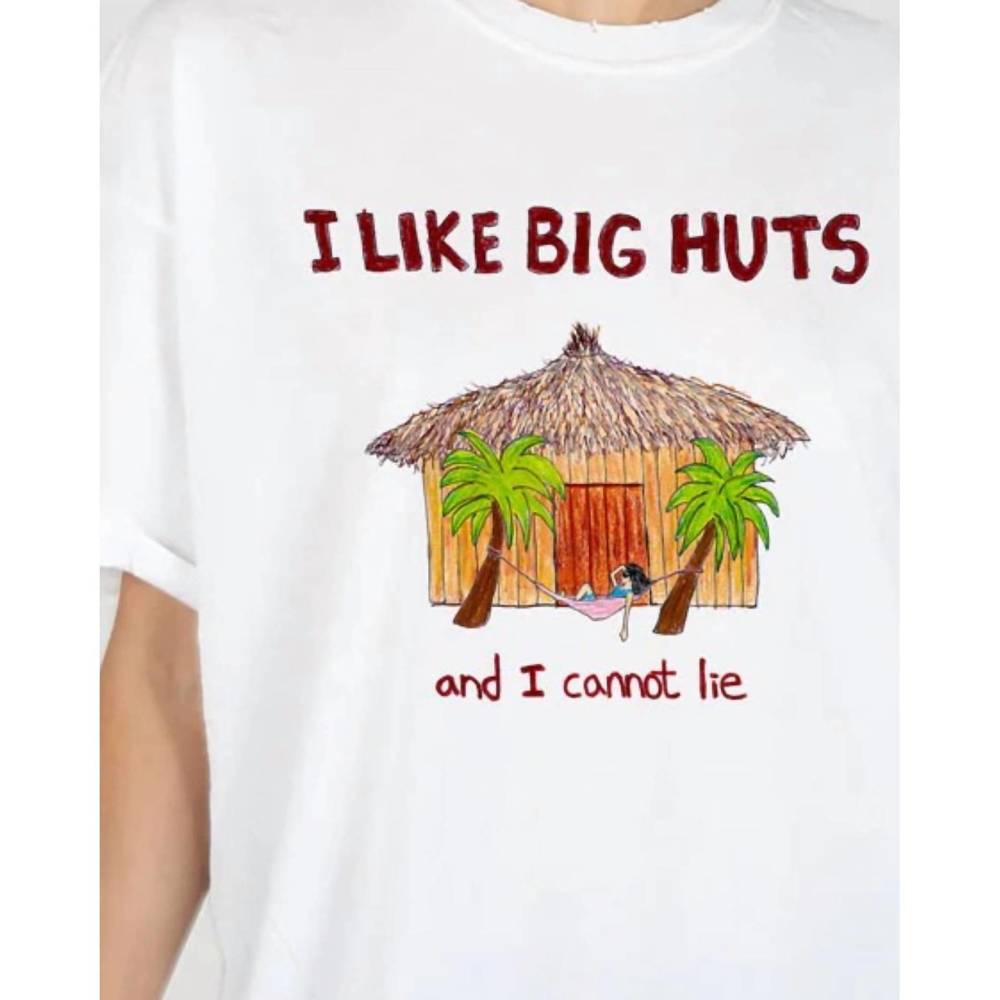 NEW UNFORTUNATE PORTRAIT i like big huts boyfriend tee in white multi - Picture 2 of 2